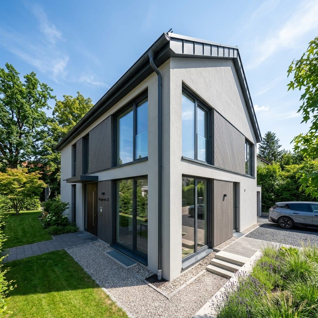 Einfamilienhaus mit sauberer Dachentwässerung